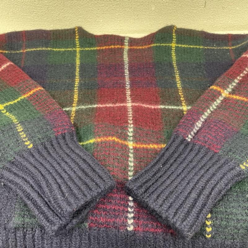 ポロバイラルフローレン Polo by RALPH LAUREN ニット、セーター 長袖 90s オールド 90年代 厚手 ボートネック タータン チェック ウール 長袖 ニット セーター XL チェック マルチカラー / マルチカラー / multicolor レディース USED 古着 中古 50147469
