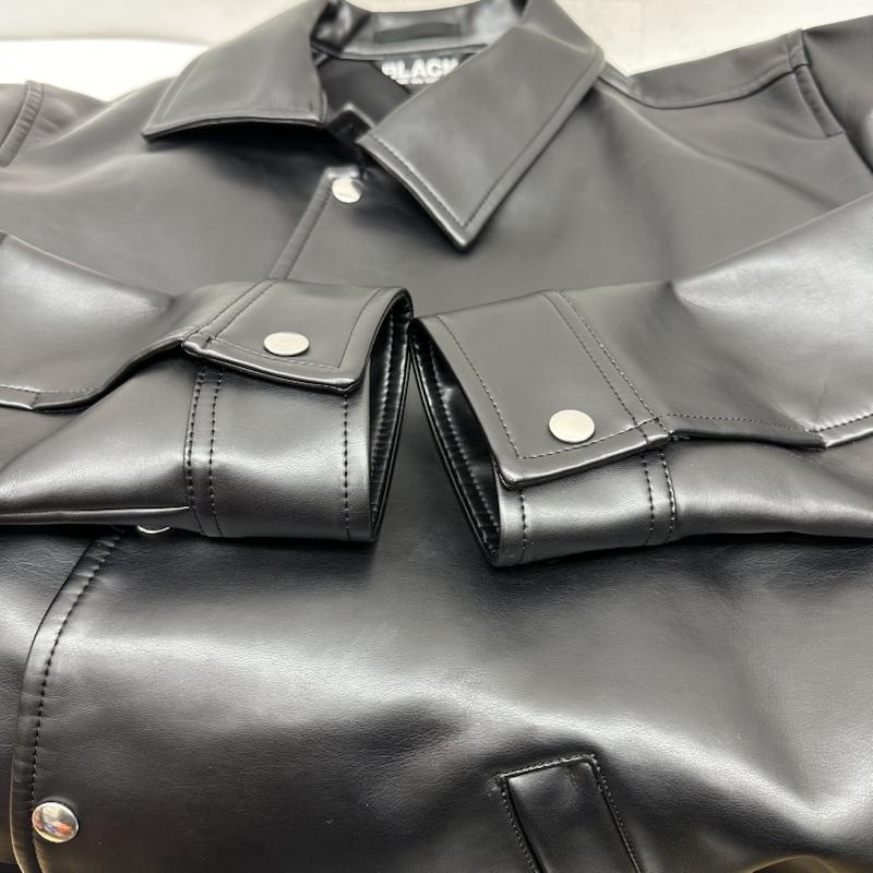 ブラックコムデギャルソン BLACK COMME des GARCONS ジャケット、上着 ジャンパー、ブルゾン 22SS フェイク レザー 変形 ジャケット 1I-J014 L 黒 / ブラック / black メンズ USED 古着 中古 50147471