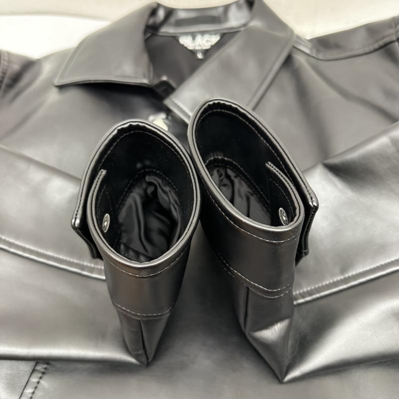 ブラックコムデギャルソン BLACK COMME des GARCONS ジャケット、上着 ジャンパー、ブルゾン 22SS フェイク レザー 変形 ジャケット 1I-J014 L 黒 / ブラック / black メンズ USED 古着 中古 50147471