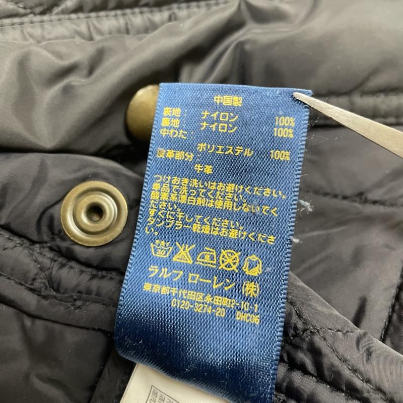ポロラルフローレン POLO RALPH LAUREN ジャケット、上着 ジャンパー、ブルゾン キルティング ハンティング ジャケット ダイヤモンド柄 ブルゾン 右肩パッチ 牛革 M 無地 黒 / ブラック / black レディース USED 古着 中古 50147477