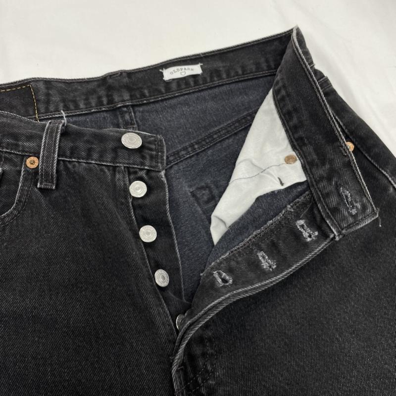 リーバイス Levi s パンツ デニム、ジーンズ OLD PARK 再構築 リメイク ボタンダウン テーパード デニム カットオフ USA製 S 黒 / ブラック / black メンズ USED 古着 中古 50147492
