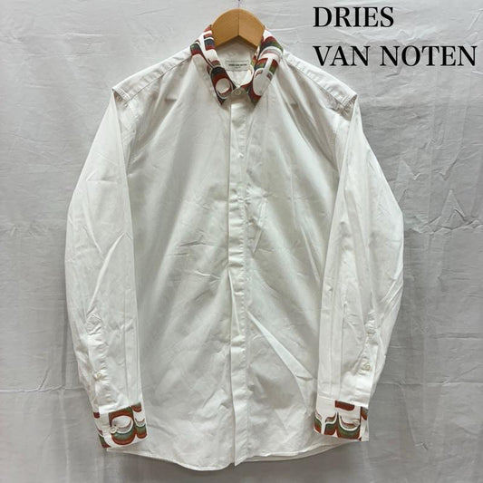 ドリスヴァンノッテン DRIES VAN NOTEN シャツ、ブラウス 長袖 襟袖 切替 フライフロント 比翼 スナップダウン コットン シャツ 44 白 / ホワイト / white メンズ USED 古着 中古 50147527