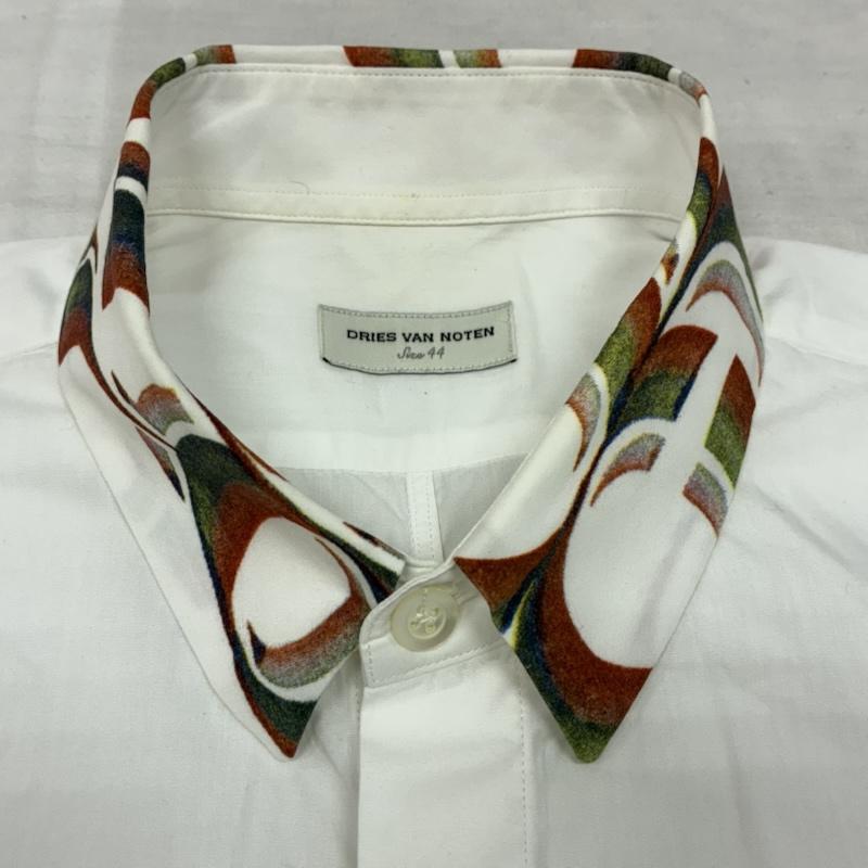 ドリスヴァンノッテン DRIES VAN NOTEN シャツ、ブラウス 長袖 襟袖 切替 フライフロント 比翼 スナップダウン コットン シャツ 44 白 / ホワイト / white メンズ USED 古着 中古 50147527