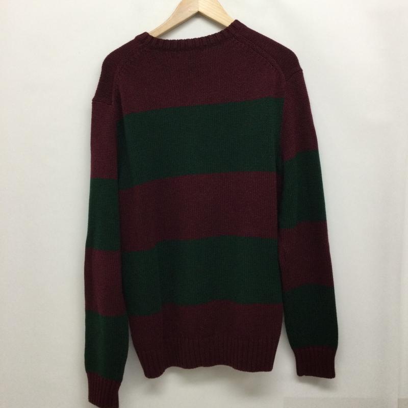 ラルフローレン RALPHLAUREN ニット、セーター 長袖 ralph lauren コットン セーター ボーダー M ボーダー柄 えんじ / ワインレッド / dark red X 緑 / グリーン / green メンズ USED 古着 中古 50147551