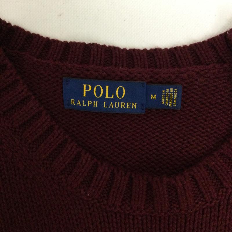 ラルフローレン RALPHLAUREN ニット、セーター 長袖 ralph lauren コットン セーター ボーダー M ボーダー柄 えんじ / ワインレッド / dark red X 緑 / グリーン / green メンズ USED 古着 中古 50147551