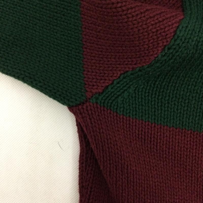 ラルフローレン RALPHLAUREN ニット、セーター 長袖 ralph lauren コットン セーター ボーダー M ボーダー柄 えんじ / ワインレッド / dark red X 緑 / グリーン / green メンズ USED 古着 中古 50147551