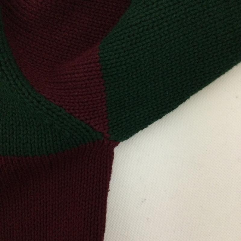 ラルフローレン RALPHLAUREN ニット、セーター 長袖 ralph lauren コットン セーター ボーダー M ボーダー柄 えんじ / ワインレッド / dark red X 緑 / グリーン / green メンズ USED 古着 中古 50147551