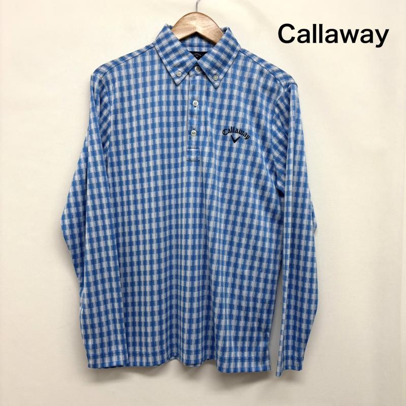 キャロウェイ CALLAWAY ポロシャツ 長袖 長袖ポロシャツ ネイビー 白 ストレッチ ゴルフウェア M メンズ USED 古着 中古 50147590
