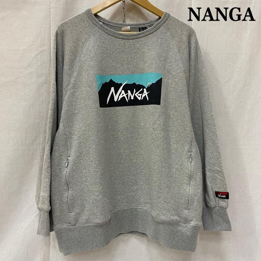 ナンガ NANGA トレーナー 長袖 NW2311-1F201 ECO HYBRID BOX LOGO SWEATSHIRT gray S S ロゴ、文字 X プリント 灰 / グレー / gray メンズ USED 古着 中古 50147605
