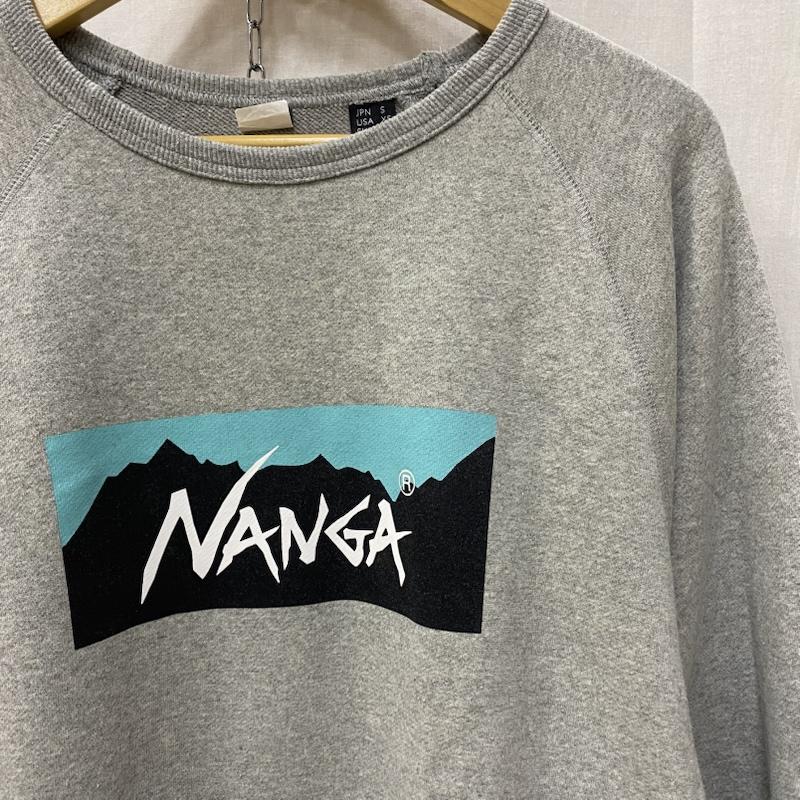 ナンガ NANGA トレーナー 長袖 NW2311-1F201 ECO HYBRID BOX LOGO SWEATSHIRT gray S S ロゴ、文字 X プリント 灰 / グレー / gray メンズ USED 古着 中古 50147605