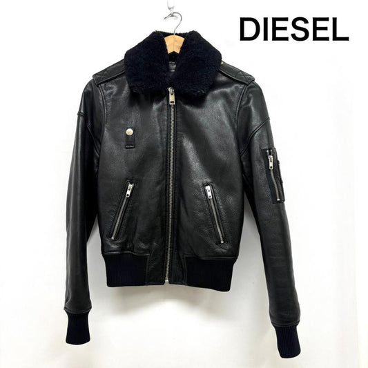 ディーゼル DIESEL ジャケット、上着 レザージャケット レザージャケット カウハイドレザー 本革 バイカージャケット ライダース 襟ボア XS 黒 / ブラック / black レディース USED 古着 中古 50147667