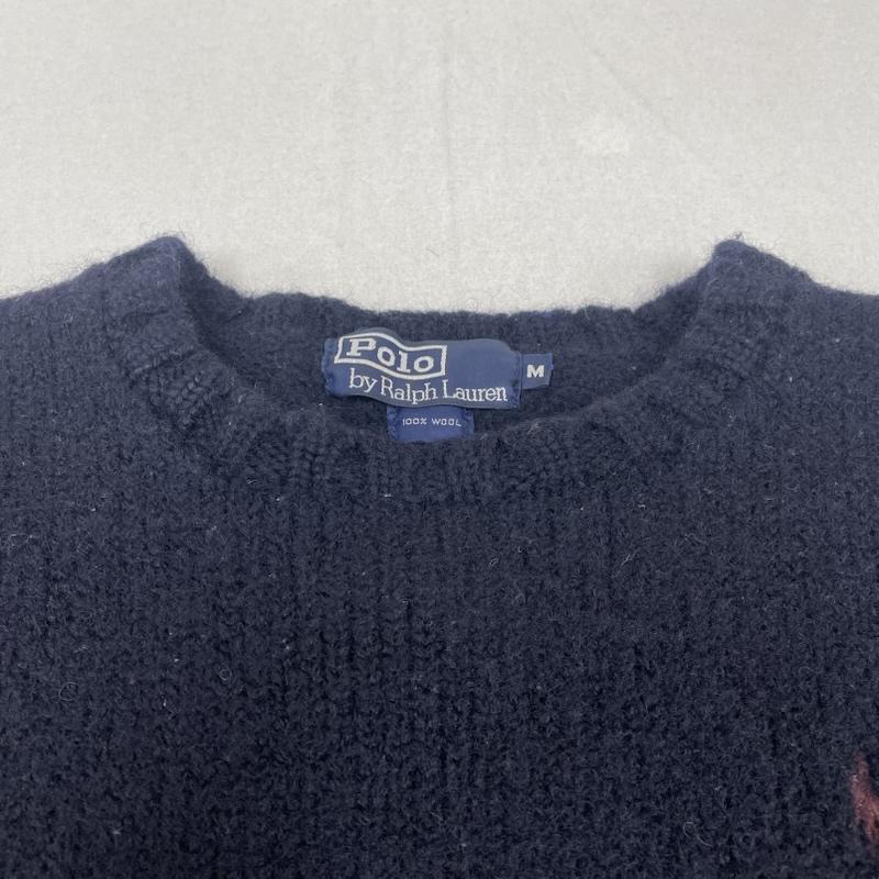 ポロバイラルフローレン Polo by RALPH LAUREN ニット、セーター 長袖 ニット ウール クルーネック セーター 長袖 ポニーロゴ ワンポイント 刺繍 M ロゴ、文字 X ワンポイント X 刺繍 紺 / ネイビー / navy メンズ USED 古着 中古 50147673