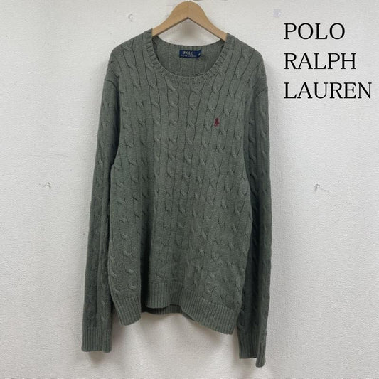 ポロラルフローレン POLO RALPH LAUREN ニット、セーター 長袖 ケーブルニット クルーネック セーター 長袖 ボーダー ワンポイント ロゴ 刺繍 L ロゴ、文字 X ワンポイント X 刺繍 薄緑 / ライトグリーン / メンズ USED 古着 中古 50147674