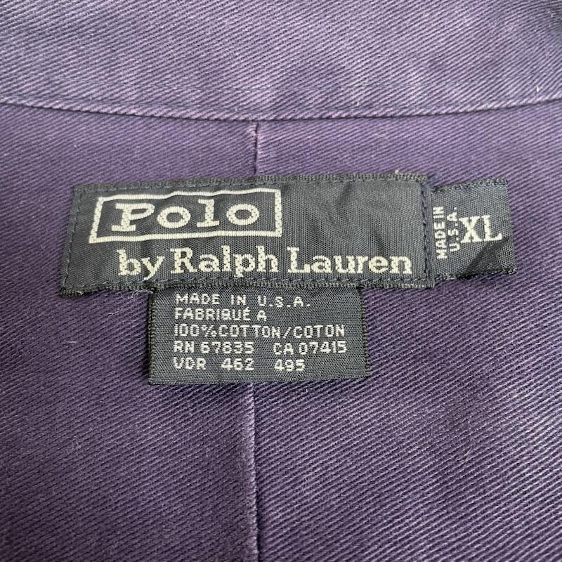 ポロバイラルフローレン Polo by RALPH LAUREN シャツ、ブラウス 長袖 90s USA製 長袖 ボタンダウン シャツ ブラウス Shirt ロングスリーブ ポニーロゴ 刺繍 XL ロゴ、文字 X ワンポイント X 刺繍 紫 / パープル / purple メンズ USED 古着 中古 50147675
