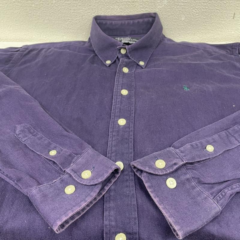 ポロバイラルフローレン Polo by RALPH LAUREN シャツ、ブラウス 長袖 90s USA製 長袖 ボタンダウン シャツ ブラウス Shirt ロングスリーブ ポニーロゴ 刺繍 XL ロゴ、文字 X ワンポイント X 刺繍 紫 / パープル / purple メンズ USED 古着 中古 50147675