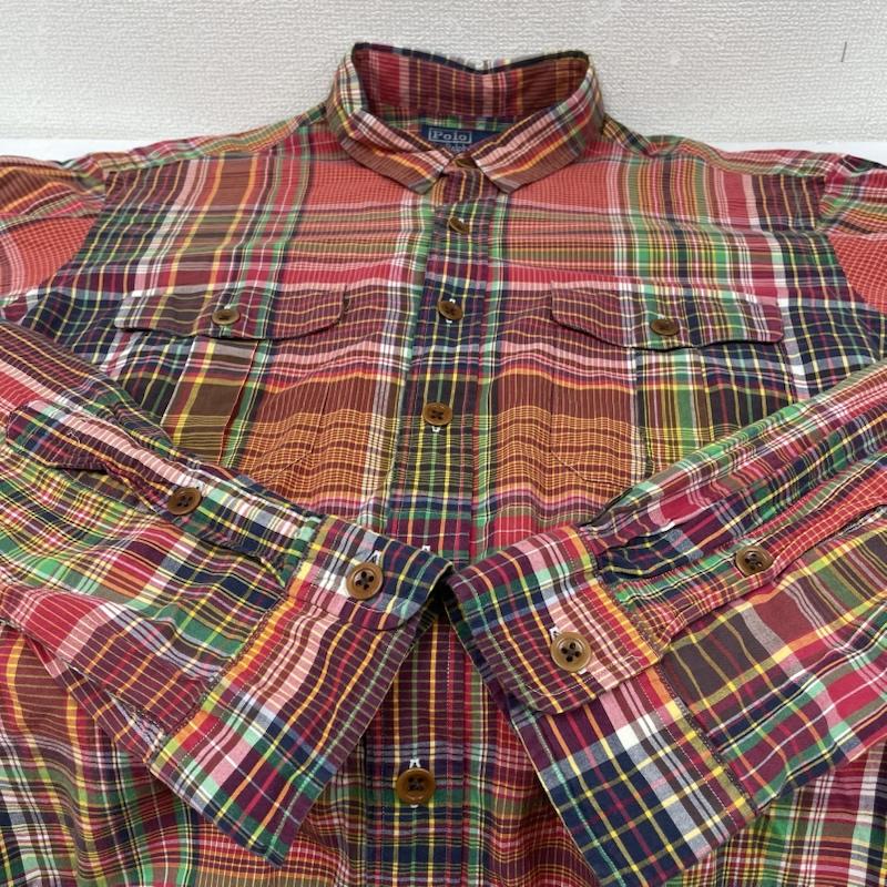 ポロバイラルフローレン Polo by RALPH LAUREN シャツ、ブラウス 長袖 長袖 マドラスチェック シャツ ブラウス Shirt ロングスリーブ 胸ポケット XL チェック マルチカラー / マルチカラー / multicolor メンズ USED 古着 中古 50147677