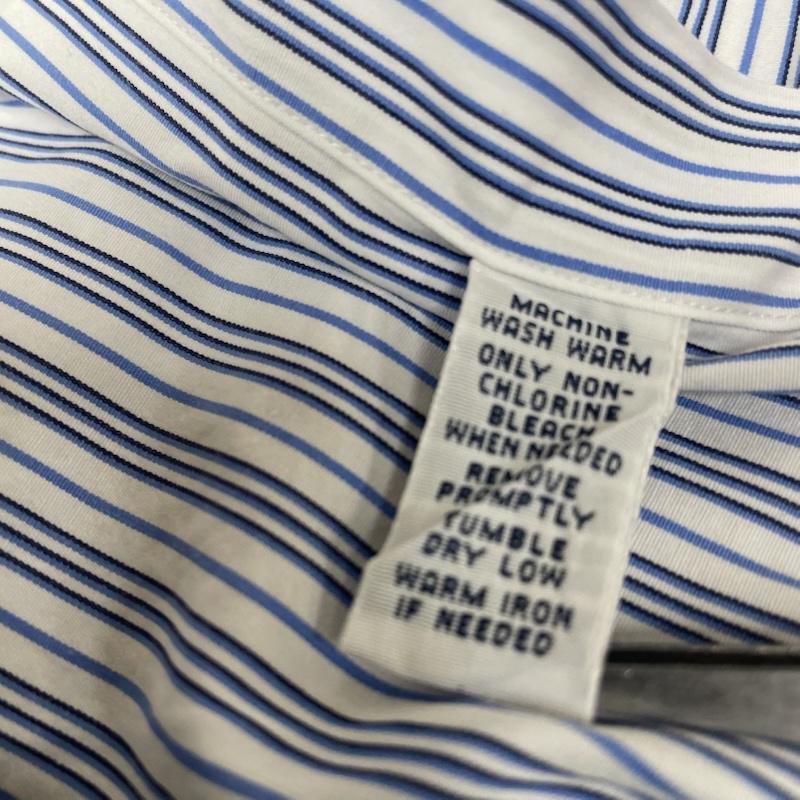 ポロバイラルフローレン Polo by RALPH LAUREN シャツ、ブラウス 長袖 長袖 シャツ ブラウス ストライプ 裾ポニーロゴ 刺繍 ワンポイント サイズ17-36 - ストライプ X ロゴ、文字 X 刺繍 白 / ホワイト / white X 青 / ブルー / blue メンズ USED 古着 中古 50147678
