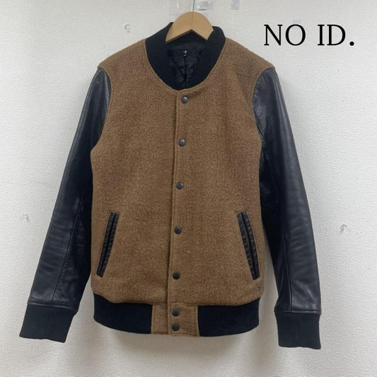 ノーアイディー NO ID. ジャケット、上着 ジャンパー、ブルゾン ウール ボア レザースリーブ スタジャン 835003-705B リアルレザー 牛革 2 ロゴ、文字 X 刺繍 黒 / ブラック / black X 茶 / ブラウン / brown メンズ USED 古着 中古 50147692