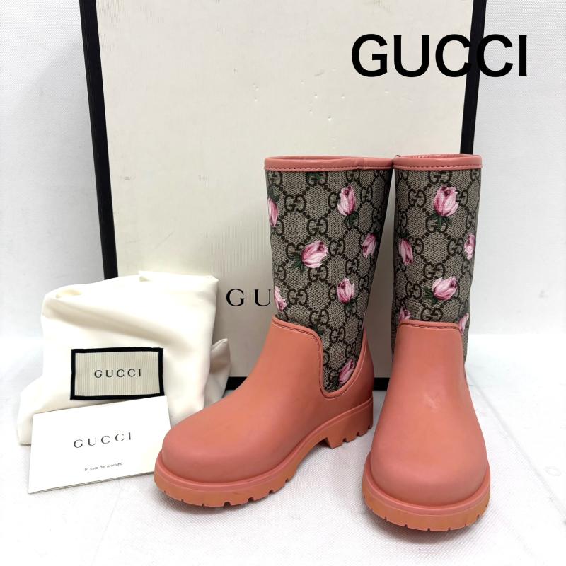 グッチ GUCCI 長靴、レインシューズ 長靴、レインシューズ レインシューズ 長靴 442772 GG柄 PVCラバー サイズ27 17センチ - 桃 / ピンク / pink レディース USED 古着 中古 50147700