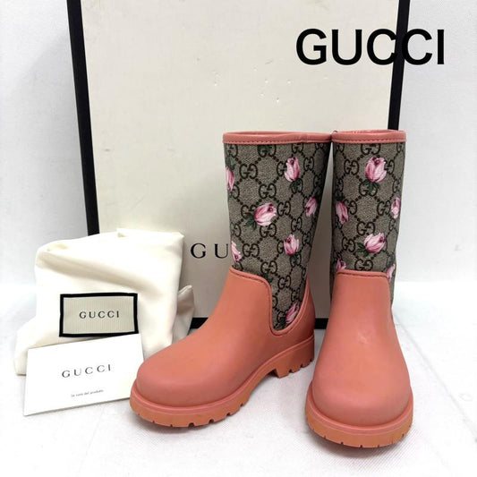 グッチ GUCCI 長靴、レインシューズ 長靴、レインシューズ レインシューズ 長靴 442772 GG柄 PVCラバー サイズ27 17センチ - 桃 / ピンク / pink レディース USED 古着 中古 50147700