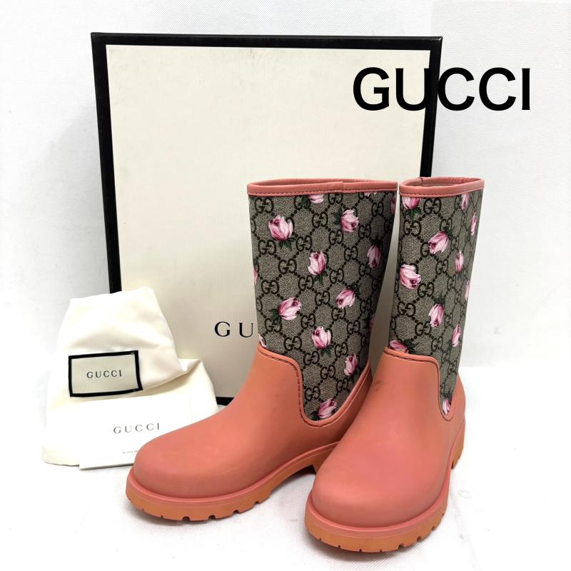 グッチ GUCCI 長靴、レインシューズ 長靴、レインシューズ レインブーツ 長靴 442772 GG柄 PVCラバー サイズ32 21センチ - 桃 / ピンク / pink レディース USED 古着 中古 50147701