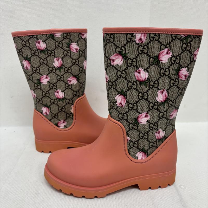 グッチ GUCCI 長靴、レインシューズ 長靴、レインシューズ レインブーツ 長靴 442772 GG柄 PVCラバー サイズ32 21センチ - 桃 / ピンク / pink レディース USED 古着 中古 50147701
