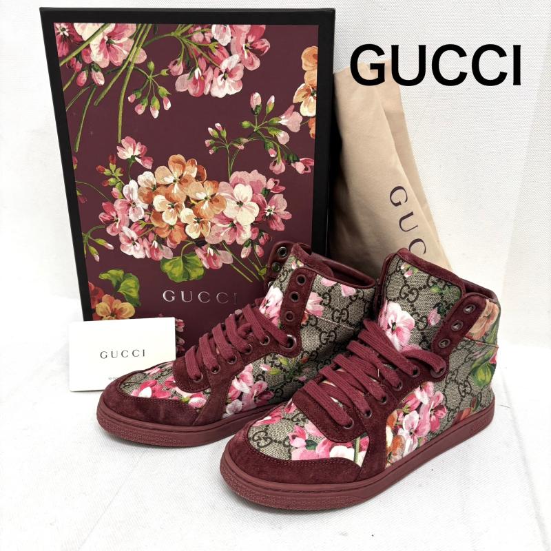 グッチ GUCCI スニーカー スニーカー GGブルームズ ハイカットスニーカー 404937 ブラウン ピンク サイズ35 - レディース USED 古着 中古 50147702
