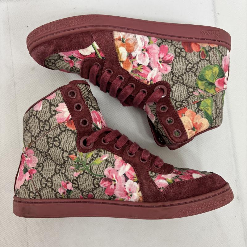 グッチ GUCCI スニーカー スニーカー GGブルームズ ハイカットスニーカー 404937 ブラウン ピンク サイズ35 - レディース USED 古着 中古 50147702