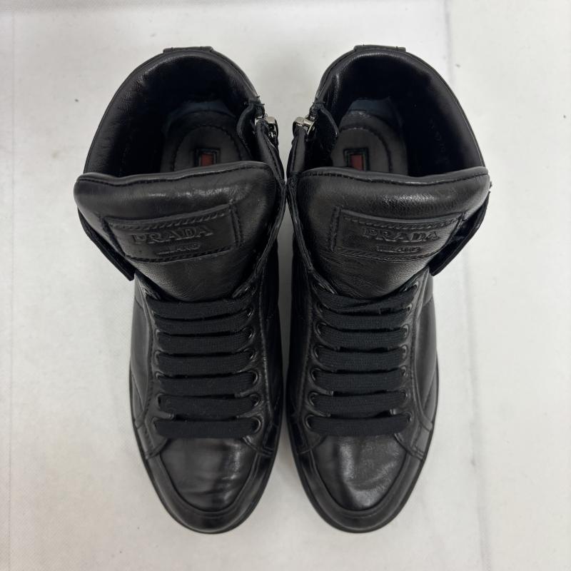 プラダ PRADA スニーカー スニーカー スニーカー ハイカット レザー 3T5770 エンボスロゴ ブラック サイズ35 22.5センチ - 黒 / ブラック / black レディース USED 古着 中古 50147704