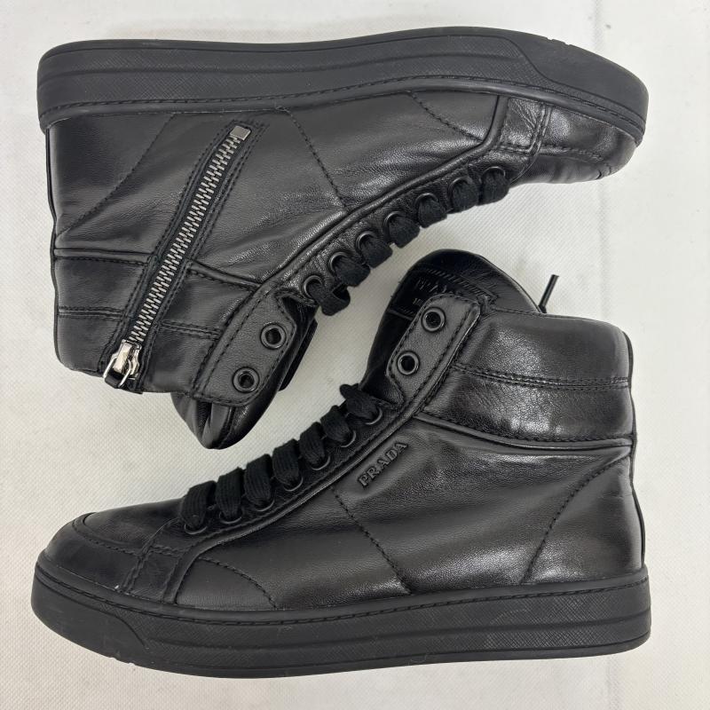 プラダ PRADA スニーカー スニーカー スニーカー ハイカット レザー 3T5770 エンボスロゴ ブラック サイズ35 22.5センチ - 黒 / ブラック / black レディース USED 古着 中古 50147704
