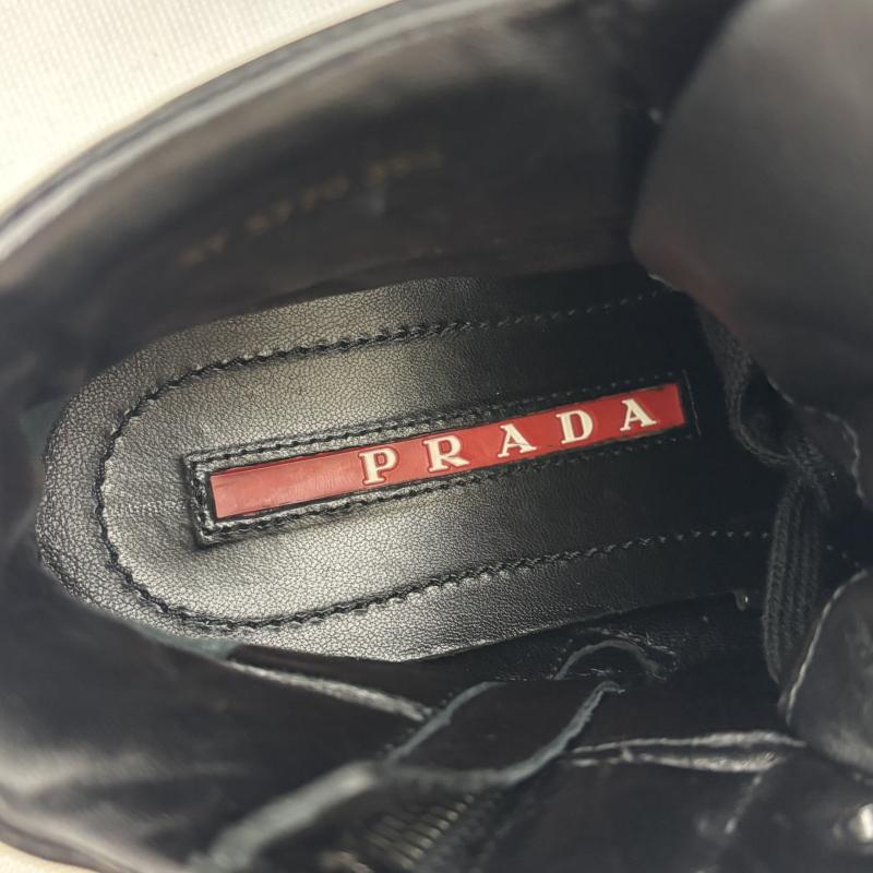 プラダ PRADA スニーカー スニーカー スニーカー ハイカット レザー 3T5770 エンボスロゴ ブラック サイズ35 22.5センチ - 黒 / ブラック / black レディース USED 古着 中古 50147704