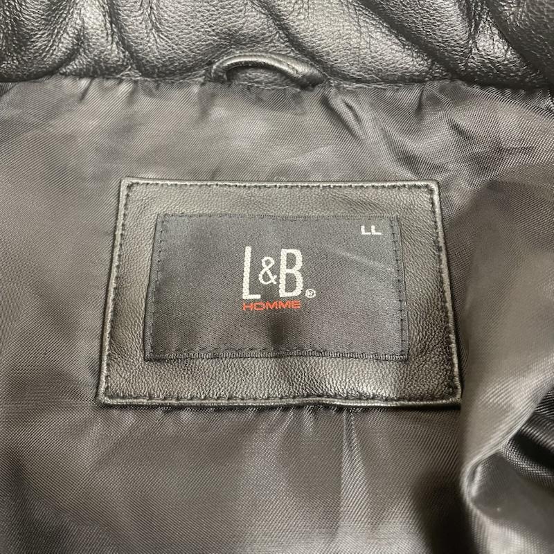 古着 USED ジャケット、上着 レザージャケット 00s 90s L&B HOMME 中綿 フルジップアップ ジャケット ラムレザー 羊革 LL 無地 黒 / ブラック / black メンズ USED 古着 中古 50147720