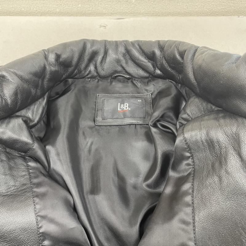古着 USED ジャケット、上着 レザージャケット 00s 90s L&B HOMME 中綿 フルジップアップ ジャケット ラムレザー 羊革 LL 無地 黒 / ブラック / black メンズ USED 古着 中古 50147720
