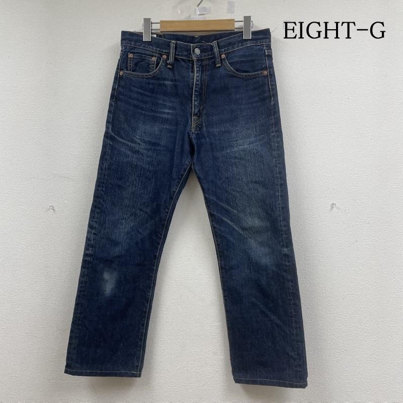 エイトジー EIGHT-G パンツ デニム、ジーンズ 102 デニム ジーパン ジーンズ タイトストレート ジップフライ ボタン ロゴ 刻印入り 32インチ ロゴ、文字 インディゴ / インディゴ / Indigo メンズ USED 古着 中古 50147739