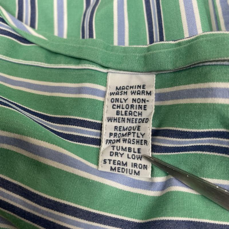 ポロバイラルフローレン Polo by RALPH LAUREN シャツ、ブラウス 長袖 90年代 90s WESTERTON ストライプ 長袖 シャツ ブラウス Shirt ロングスリーブ L ストライプ 緑 / グリーン / green メンズ USED 古着 中古 50147755