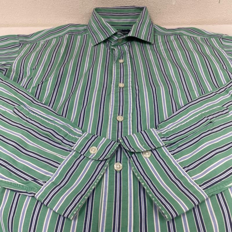 ポロバイラルフローレン Polo by RALPH LAUREN シャツ、ブラウス 長袖 90年代 90s WESTERTON ストライプ 長袖 シャツ ブラウス Shirt ロングスリーブ L ストライプ 緑 / グリーン / green メンズ USED 古着 中古 50147755