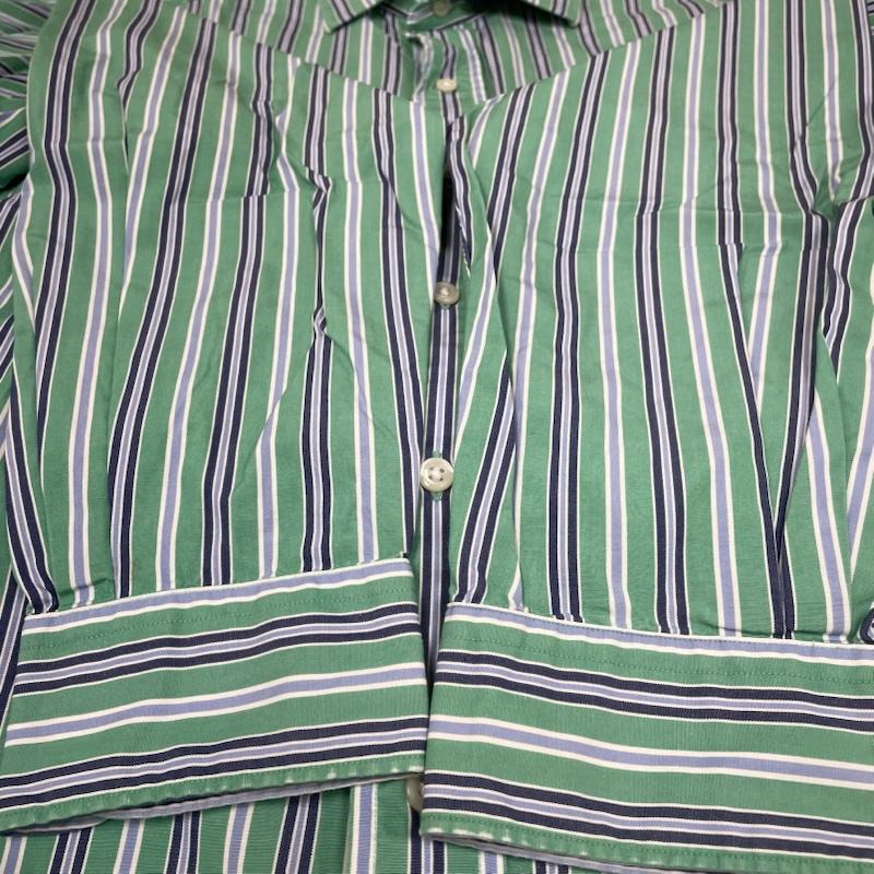 ポロバイラルフローレン Polo by RALPH LAUREN シャツ、ブラウス 長袖 90年代 90s WESTERTON ストライプ 長袖 シャツ ブラウス Shirt ロングスリーブ L ストライプ 緑 / グリーン / green メンズ USED 古着 中古 50147755