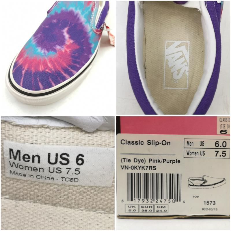 バンズ VANS スニーカー スニーカー Classic Slip-On タイダイ クラシック スリップオン 24.0cm 紫 / パープル / purple レディース USED 古着 中古 50147762