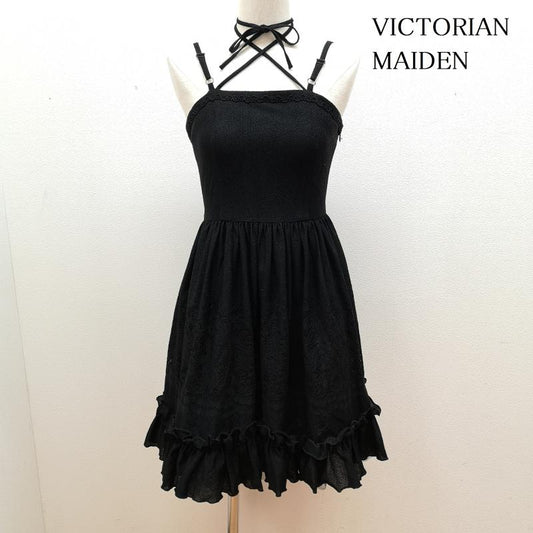 ウ゛ィクトリアンメイデン VICTORIANMAIDEN ワンピース ひざ丈スカート チュ－ル 付き 編み上げ ワンピース ジャンパースカート JSK 黒 / ブラック / black レディース USED 古着 中古 50147791