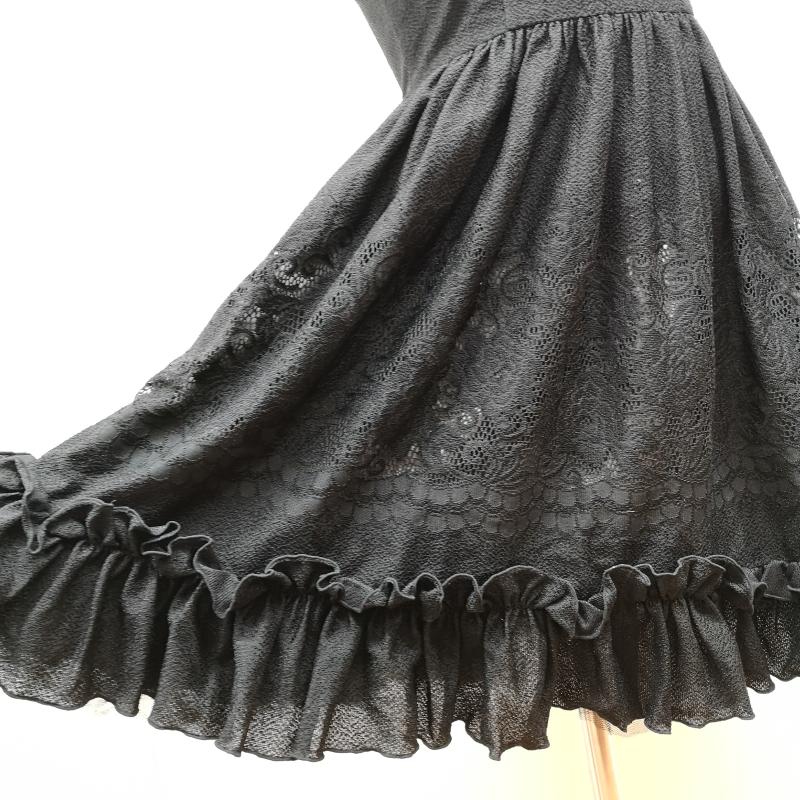 ウ゛ィクトリアンメイデン VICTORIANMAIDEN ワンピース ひざ丈スカート チュ－ル 付き 編み上げ ワンピース ジャンパースカート JSK 黒 / ブラック / black レディース USED 古着 中古 50147791