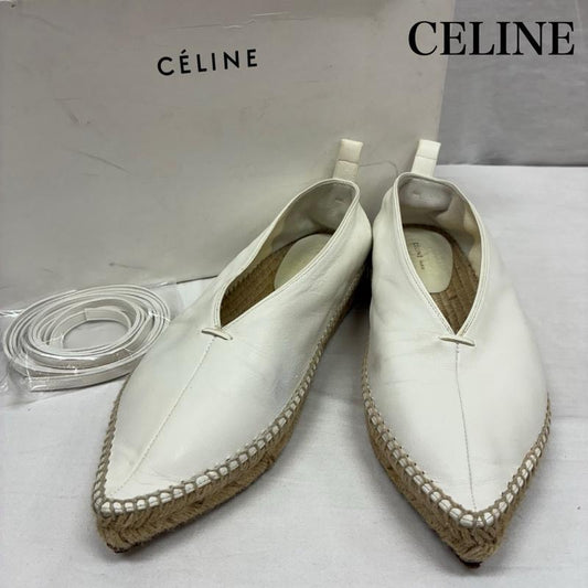 セリーヌ CELINE パンプス パンプス フィービー期 レザー エスパドリーユ ポインテッドトゥ パンプス レースアップ レザー 37 23.5cm レディース USED 古着 中古 50147812