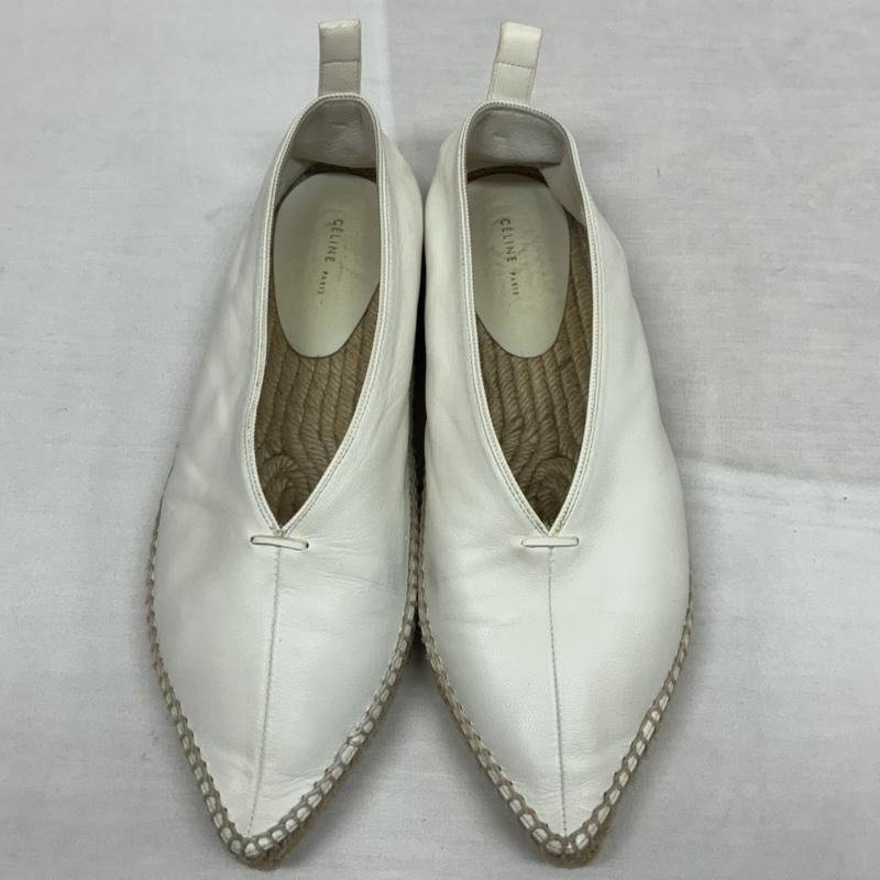 セリーヌ CELINE パンプス パンプス フィービー期 レザー エスパドリーユ ポインテッドトゥ パンプス レースアップ レザー 37 23.5cm レディース USED 古着 中古 50147812