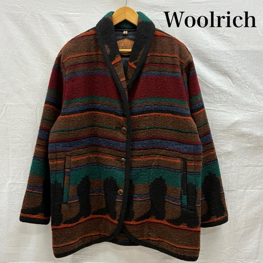 ウールリッチ WOOLRICH ジャケット、上着 ジャンパー、ブルゾン 90s USA製 ショールカラー ネイティブ ボーダー ウール ブランケット コート ジャケット L ネイティブ柄 X ボーダー柄 マルチカラー / マルチカラー / multicolor レディース USED 古着 中古 50147813