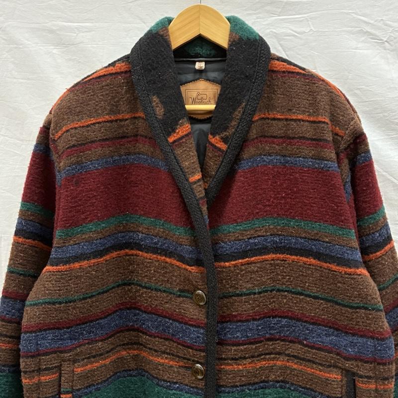 ウールリッチ WOOLRICH ジャケット、上着 ジャンパー、ブルゾン 90s USA製 ショールカラー ネイティブ ボーダー ウール ブランケット コート ジャケット L ネイティブ柄 X ボーダー柄 マルチカラー / マルチカラー / multicolor レディース USED 古着 中古 50147813