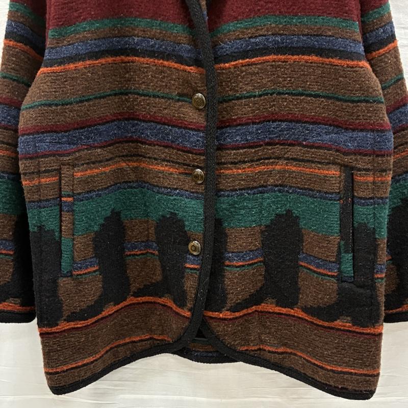 ウールリッチ WOOLRICH ジャケット、上着 ジャンパー、ブルゾン 90s USA製 ショールカラー ネイティブ ボーダー ウール ブランケット コート ジャケット L ネイティブ柄 X ボーダー柄 マルチカラー / マルチカラー / multicolor レディース USED 古着 中古 50147813