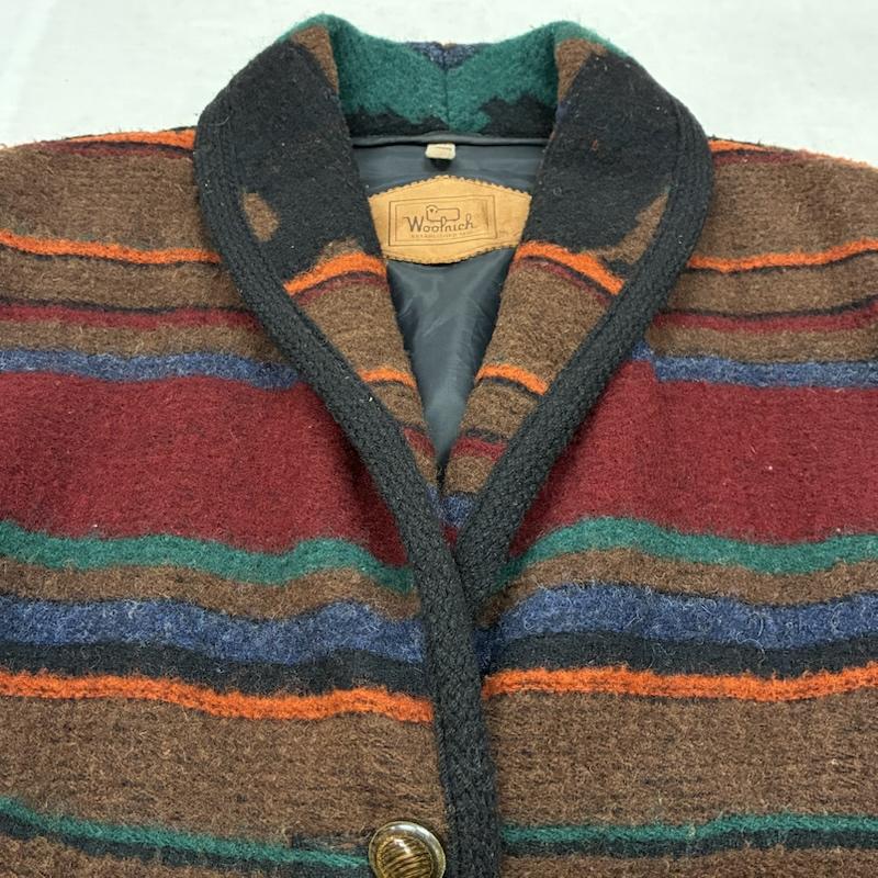 ウールリッチ WOOLRICH ジャケット、上着 ジャンパー、ブルゾン 90s USA製 ショールカラー ネイティブ ボーダー ウール ブランケット コート ジャケット L ネイティブ柄 X ボーダー柄 マルチカラー / マルチカラー / multicolor レディース USED 古着 中古 50147813