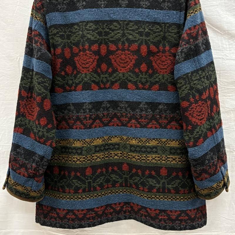 ウールリッチ WOOLRICH ジャケット、上着 ジャンパー、ブルゾン 90s USA製 レザー カラー ネイティブ ボーダー ウール ブランケット コート ジャケット L ネイティブ柄 X ボーダー柄 マルチカラー / マルチカラー / multicolor レディース USED 古着 中古 50147814