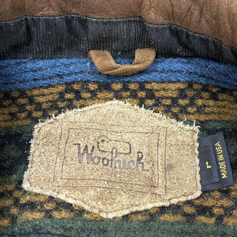 ウールリッチ WOOLRICH ジャケット、上着 ジャンパー、ブルゾン 90s USA製 レザー カラー ネイティブ ボーダー ウール ブランケット コート ジャケット L ネイティブ柄 X ボーダー柄 マルチカラー / マルチカラー / multicolor レディース USED 古着 中古 50147814
