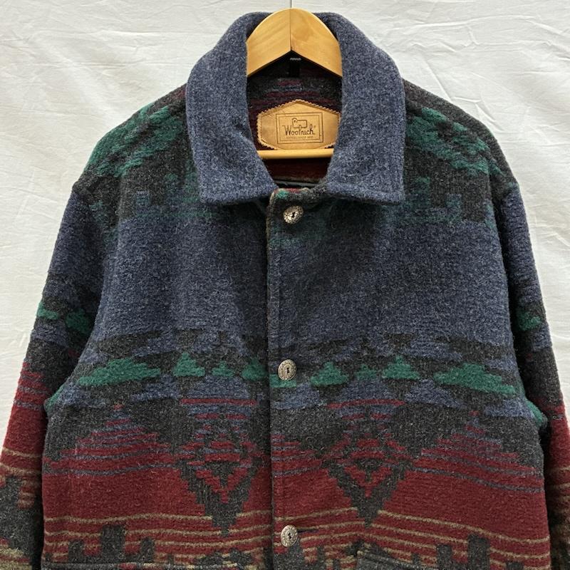 ウールリッチ WOOLRICH ジャケット、上着 ジャンパー、ブルゾン 90s USA製 ネイティブ ボーダー ウール ブランケット コート ジャケット M ネイティブ柄 X ボーダー柄 マルチカラー / マルチカラー / multicolor メンズ USED 古着 中古 50147815