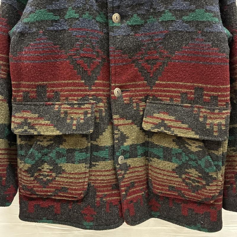 ウールリッチ WOOLRICH ジャケット、上着 ジャンパー、ブルゾン 90s USA製 ネイティブ ボーダー ウール ブランケット コート ジャケット M ネイティブ柄 X ボーダー柄 マルチカラー / マルチカラー / multicolor メンズ USED 古着 中古 50147815